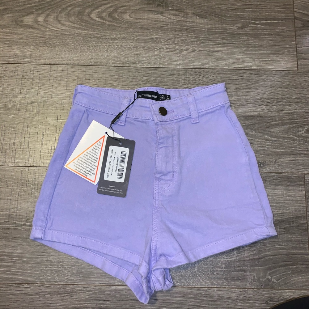 petite lilac disco fit shorts